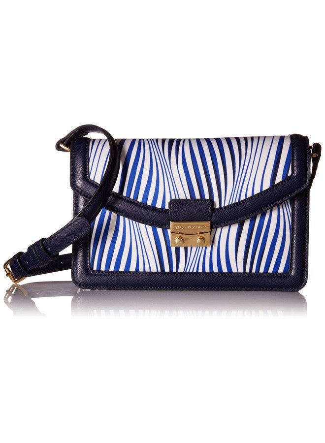 Vera Bradley Women'S Faux Leather Tess Crossbody Purse Wavy Stripe Navy One Size - Image 1