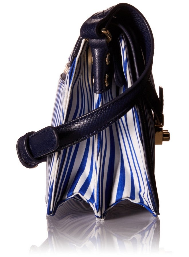 Vera Bradley Women'S Faux Leather Tess Crossbody Purse Wavy Stripe Navy One Size - Image 3