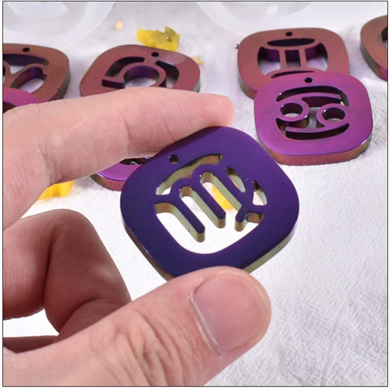 Snoogg SNOOGG ™3 Piece Set of Zodiac Sign Pendent and Keychain Holder Silicone Molds for Epoxy Resin Casting for Event, Resin Art Casting, Epoxy, Wedding,Valentine,Anniversary Gift  - Image 4