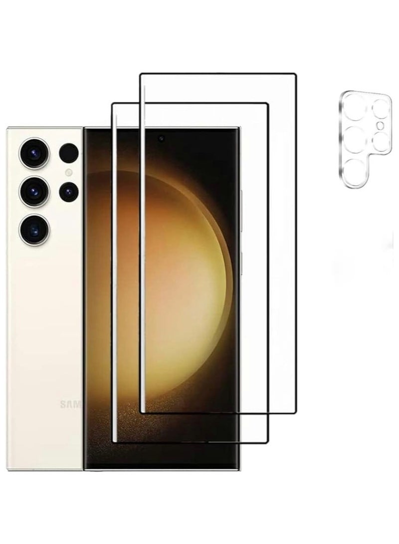Beauenty 3 Pack Galaxy S23 Ultra Screen Protector with Camera Lens Protector, Compatible Fingerprint Unlocking, 5D Curved, 9H Hardness Scratch Resistant - Image 1