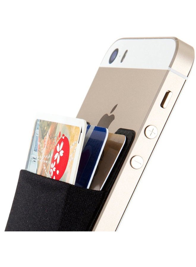 SINJIMORU Card Holder for Back of Phone, Stick on Wallet functioning as Credit Card Holder, Phone Wallet and iPhone Card Holder/Card Wallet for Cell Phone. Sinji Pouch Basic 2, Black. - Image 1
