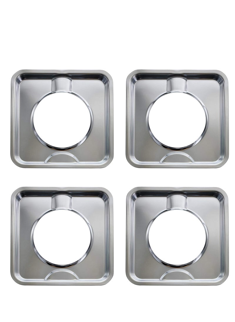 Excefore - Gas Range Drip Pan, 4Pcs SGP-400 Replacement Gasburner Bib Liner Covers, 7.65 x7.65'' WP786333 786333 AP6011553 PS11744751 (Chrome Square) - Image 1