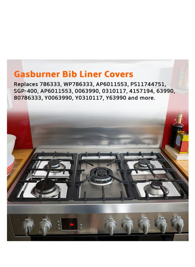 Excefore - Gas Range Drip Pan, 4Pcs SGP-400 Replacement Gasburner Bib Liner Covers, 7.65 x7.65'' WP786333 786333 AP6011553 PS11744751 (Chrome Square) - Image 1
