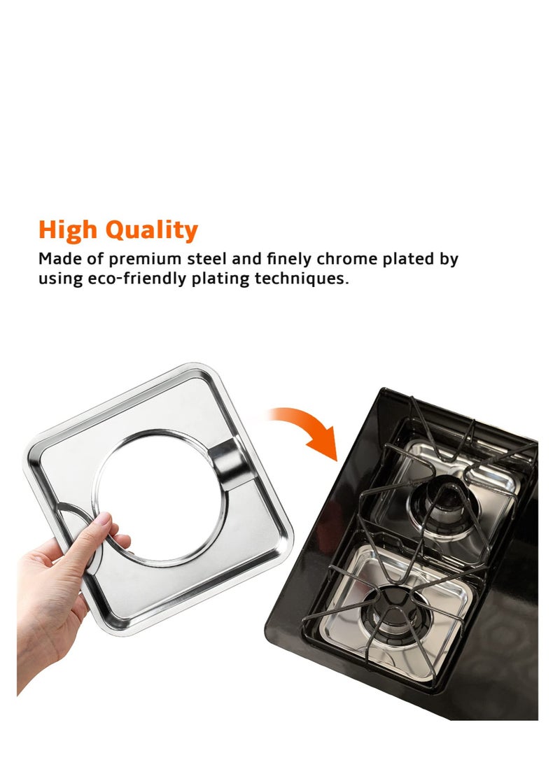 Excefore - Gas Range Drip Pan, 4Pcs SGP-400 Replacement Gasburner Bib Liner Covers, 7.65 x7.65'' WP786333 786333 AP6011553 PS11744751 (Chrome Square) - Image 1