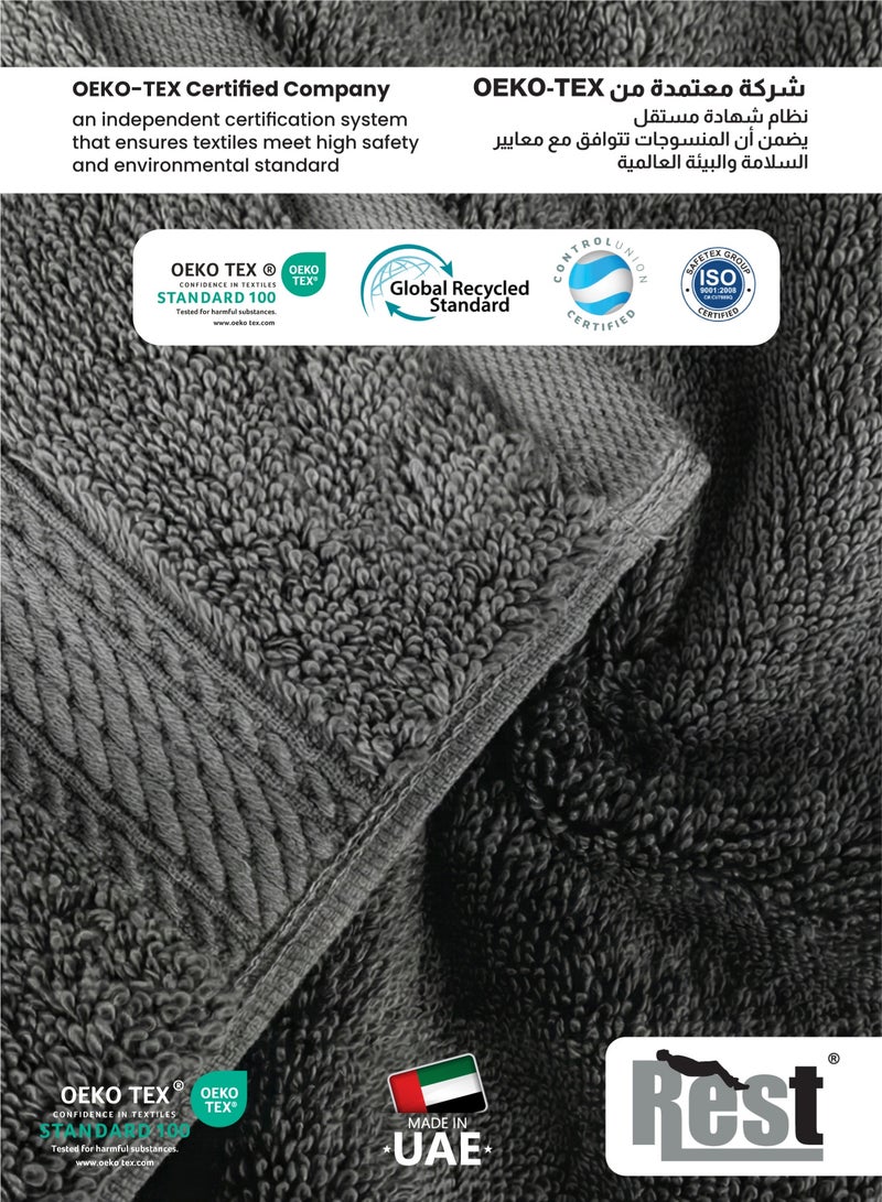 REST Face Towel - Set of 4 Grey Cotton Face Towel | 30x30cm / 12x12 inch Luxury Face Cleansing Towel Soft Absorbent Lightweight Washable Quick Dry Spa Quality Beach Face Towel - Image 5