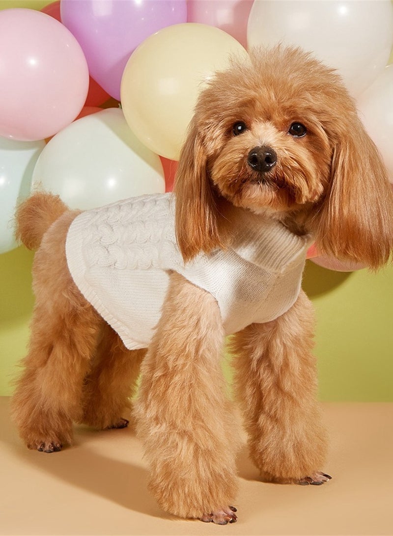 Loquat Squality New Casual Elastic Solid Color Knitted Dog Sweater White - Image 1