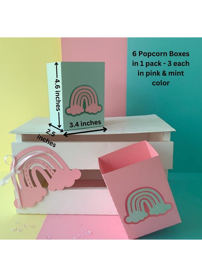 Pinfliers PINFLIERS Boho Rainbow Theme Birthday Decorations, Paper Popcorn Boxes For Kids Party/1St Birthday Decoration Items For Girls/Birthday Party Table Decorative Items, A Set Of 6 Popcorn Tubs,Multicolor  - Image 2