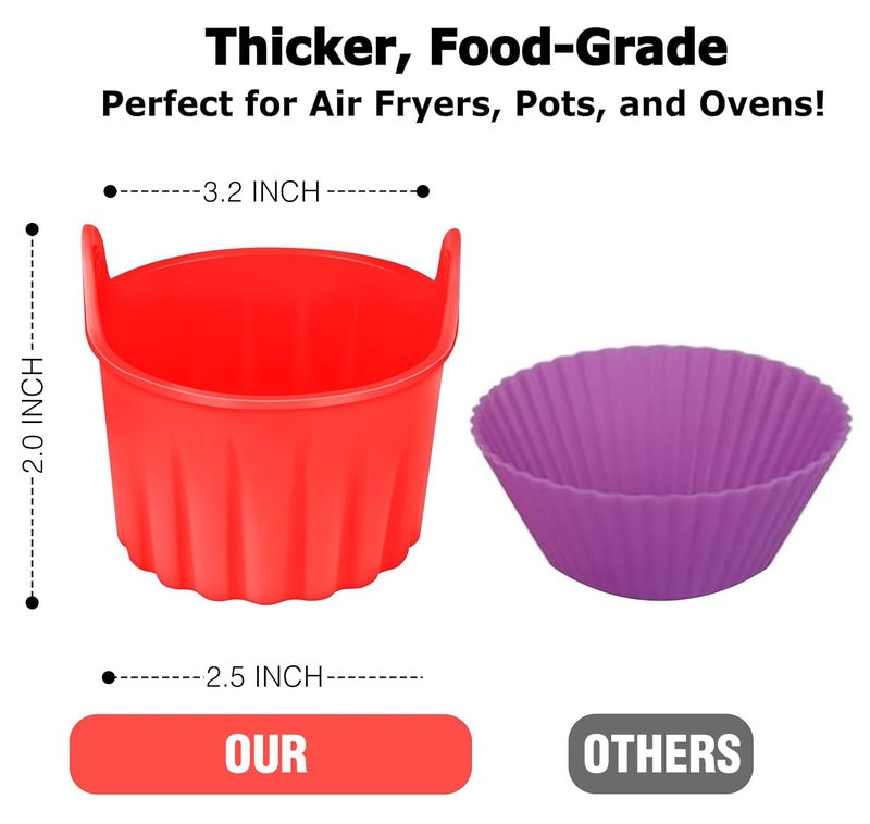 Lyrovo Air Fryer Baking Ramekins Premium Food Grade Silicone Mould Cups Easy Release Nonstick Bakeware Set for Eggs, Muffins, Cupcakes, Puddings, Tarts, Custards - Image 4