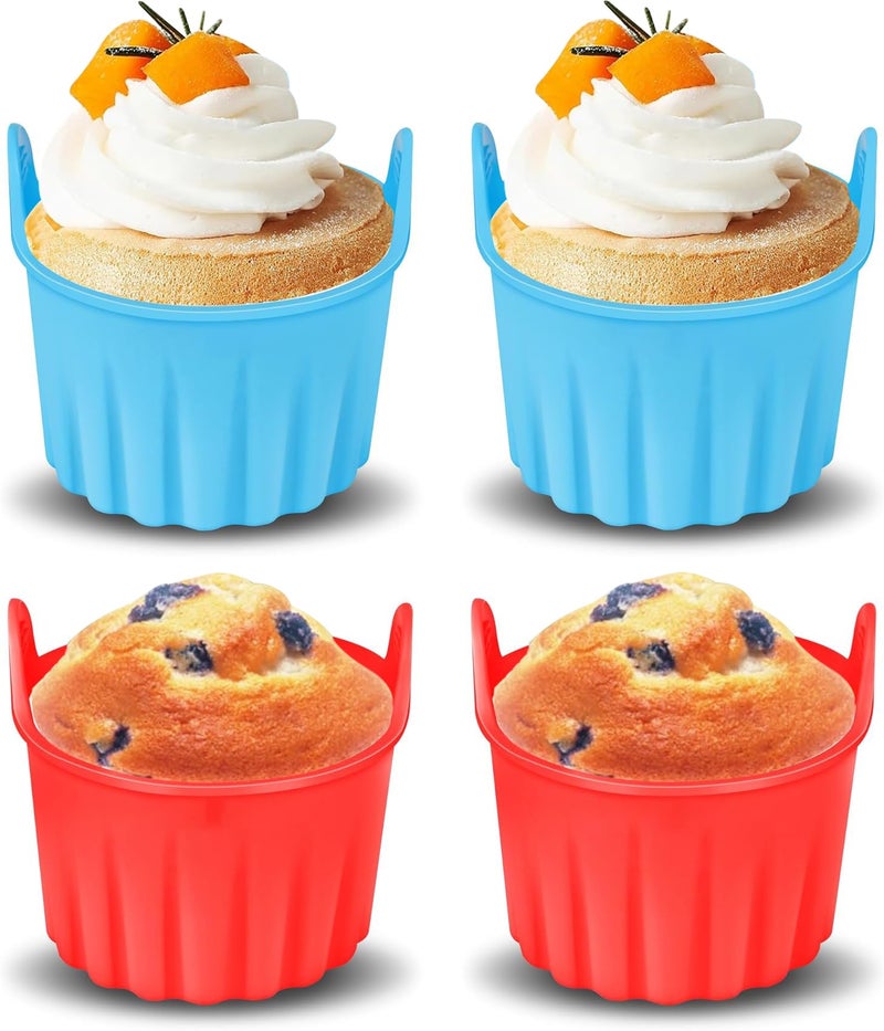 Lyrovo Air Fryer Baking Ramekins Premium Food Grade Silicone Mould Cups Easy Release Nonstick Bakeware Set for Eggs, Muffins, Cupcakes, Puddings, Tarts, Custards - Image 1