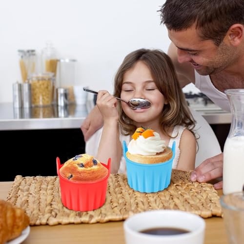 Lyrovo Air Fryer Baking Ramekins Premium Food Grade Silicone Mould Cups Easy Release Nonstick Bakeware Set for Eggs, Muffins, Cupcakes, Puddings, Tarts, Custards - Image 5