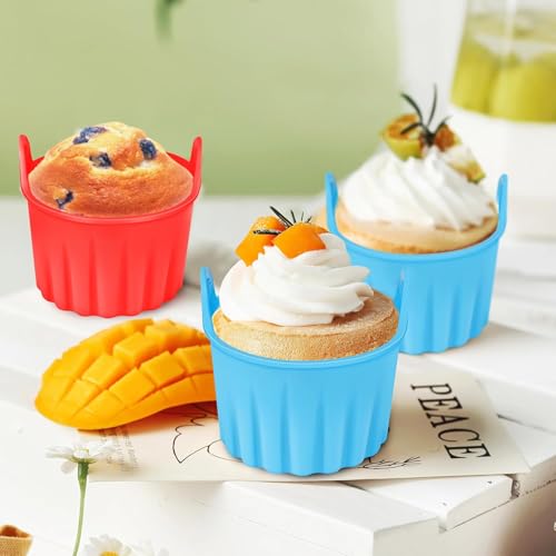 Lyrovo Air Fryer Baking Ramekins Premium Food Grade Silicone Mould Cups Easy Release Nonstick Bakeware Set for Eggs, Muffins, Cupcakes, Puddings, Tarts, Custards - Image 2