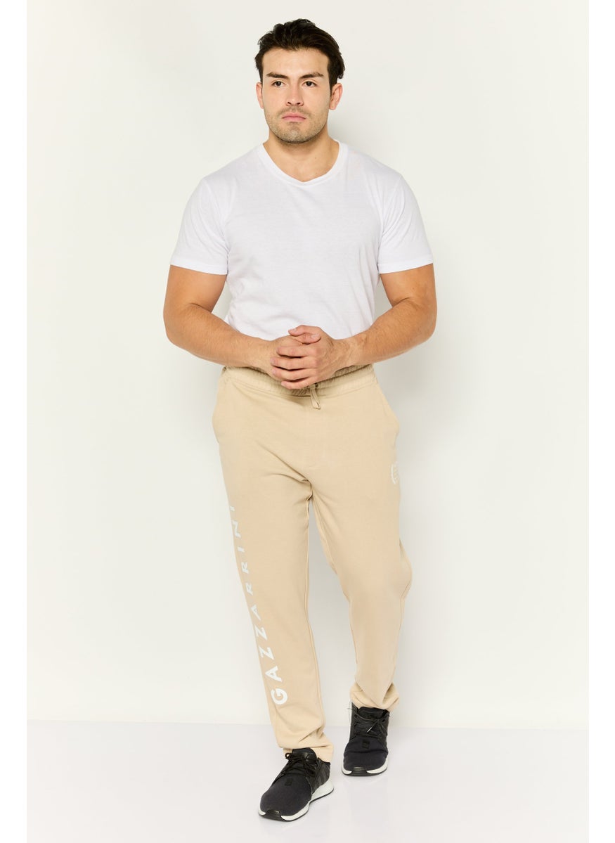 Gazzarrini Men Regular Fit Drawstring Brand Logo Sweatpants, Beige  - Image 2