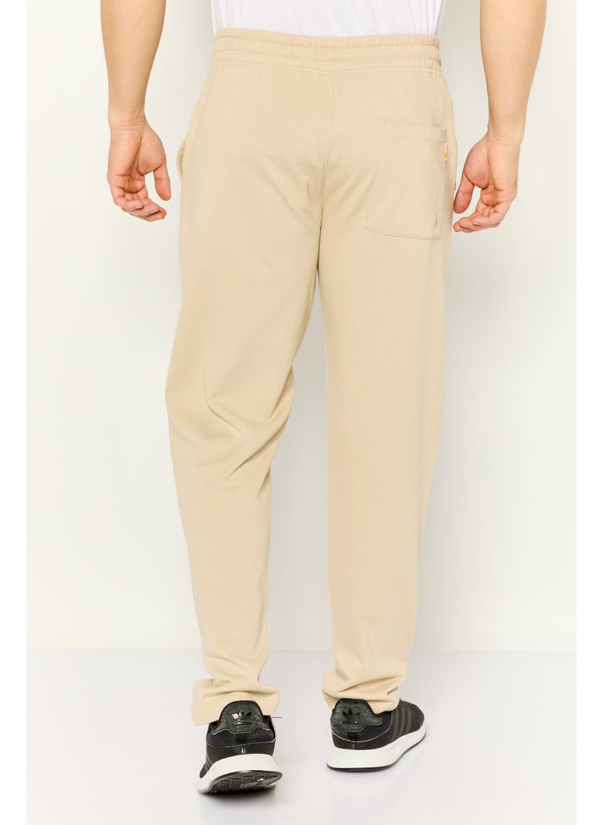 Gazzarrini Men Regular Fit Drawstring Brand Logo Sweatpants, Beige  - Image 4