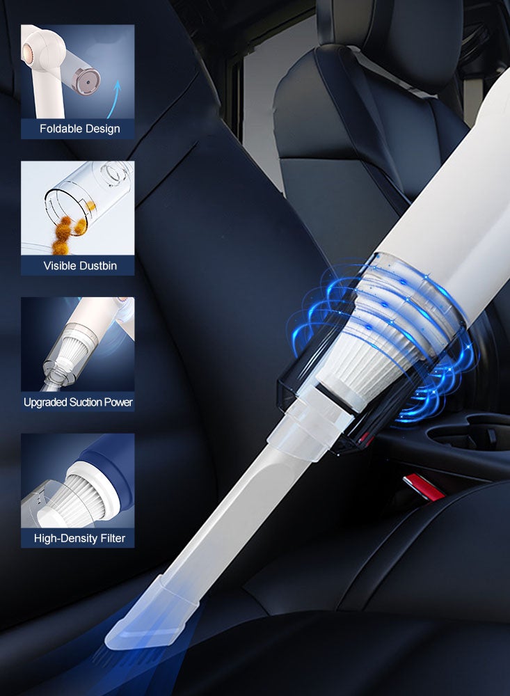 بيرفيي مكنسة كهربائية محمولة للسيارة بقوة شفط عالية تبلغ 6000 باسكال، مكنسة يدوية محمولة وقابلة للشحن لتنظيف الغبار في المنزل والمكتب والفوضى في السيارة وشعر الحيوانات الأليفة - Image 4