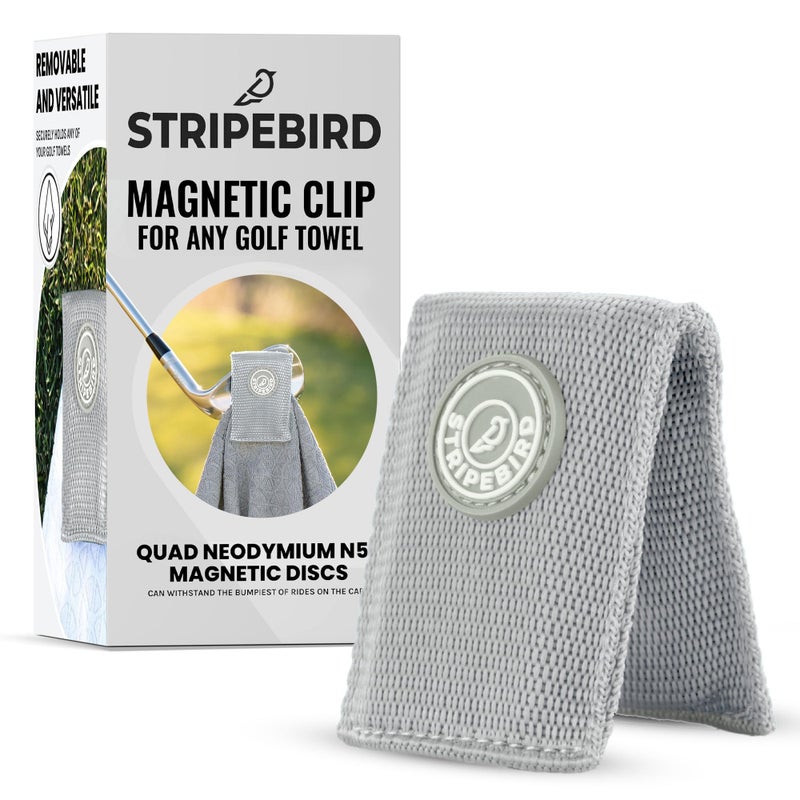 Stripebird Magnetic Clip for Any Towel Gray Highest Strength Magnet for Magnetic Golf Towel Removable from Towels Magnet Golf Towel Magnetic Golf Towels for Men