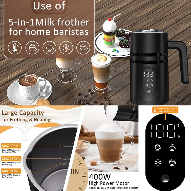 MITCMOLARD Milk Frother, 4 In 1 Milk Steamer and Heater, Automatic Milk Foam Maker, Hot Chocolate Maker, Hot and Cold Foaming Machine for Cappuccino,Hot Chocolate Maker, Temperature Display - Image 3