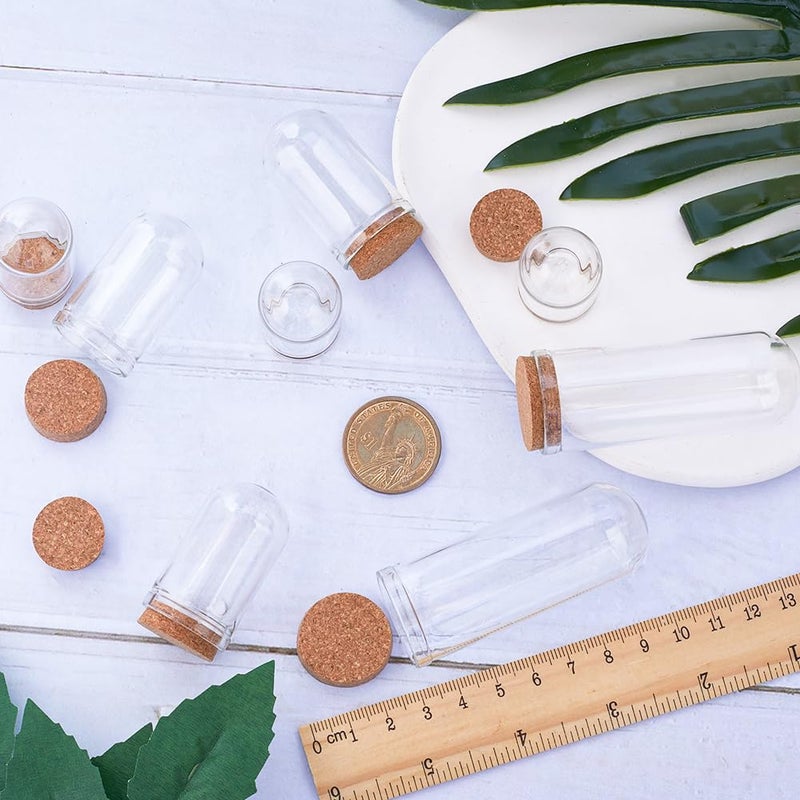 SUNNYCLUE 12Pcs Cloche Bell Jar Display Case Glass Display Dome with Wood Base 1.44/1.75/2.82 inch Small Glass Bottles Decorative Jars for Flower Storage Shells Party Favor Home Decor - Image 3
