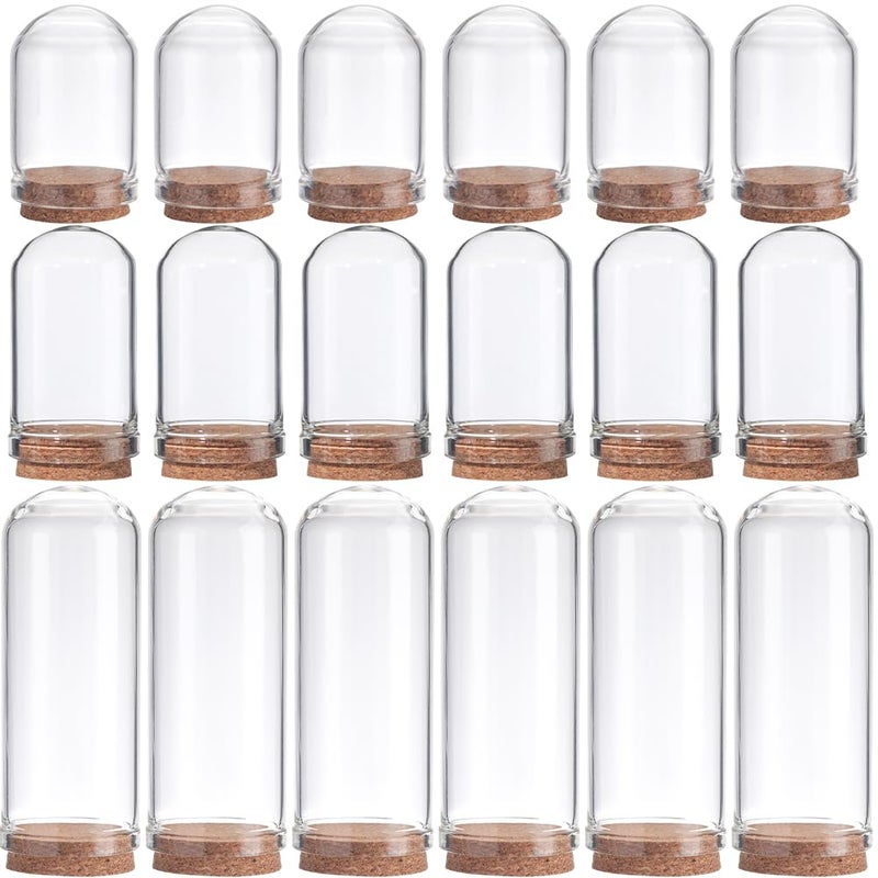 SUNNYCLUE 12Pcs Cloche Bell Jar Display Case Glass Display Dome with Wood Base 1.44/1.75/2.82 inch Small Glass Bottles Decorative Jars for Flower Storage Shells Party Favor Home Decor - Image 1