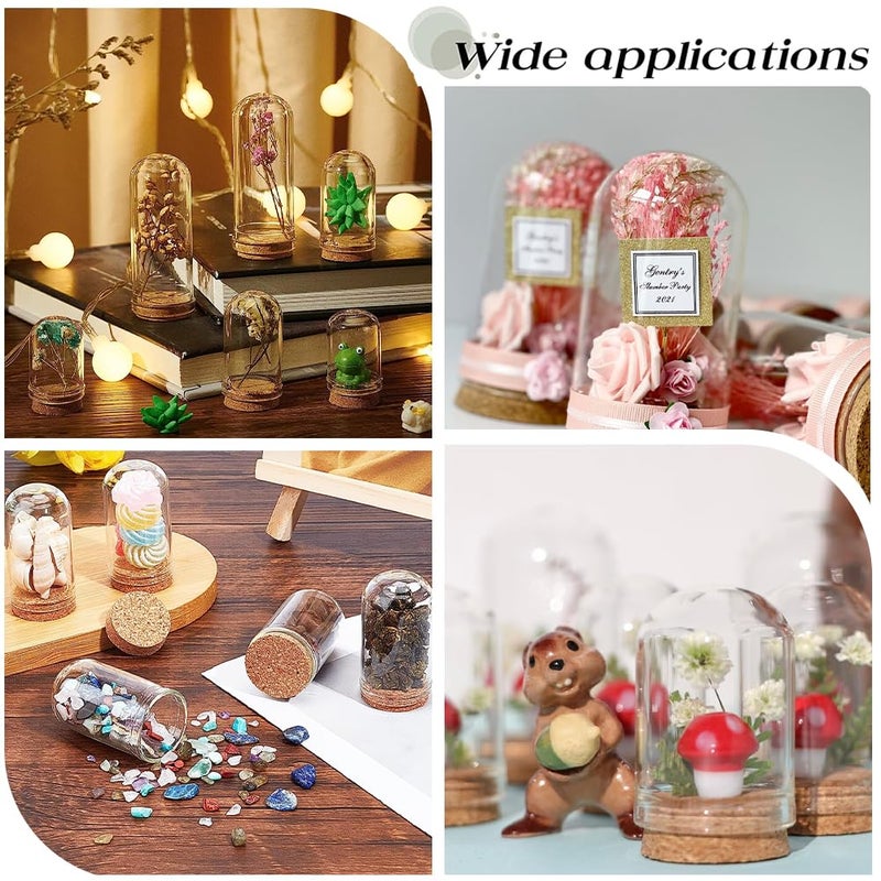 SUNNYCLUE 12Pcs Cloche Bell Jar Display Case Glass Display Dome with Wood Base 1.44/1.75/2.82 inch Small Glass Bottles Decorative Jars for Flower Storage Shells Party Favor Home Decor - Image 5