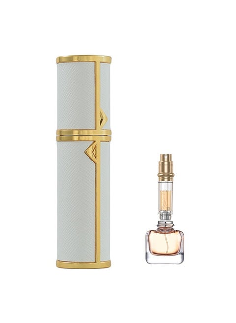 زجاجات عطر فارغة قابلة لإعادة التعبئة، رذاذ عطر، رذاذ عطر صغير محمول قابل لإعادة الملء، رذاذ زجاجة عطر للسفر، مقاوم للتسرب، جلد فاخر، 5 مل (أبيض)