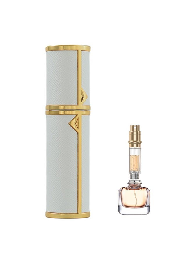 ماركة غير محددة - زجاجات عطر فارغة قابلة لإعادة التعبئة، رذاذ عطر، رذاذ عطر صغير محمول قابل لإعادة الملء، رذاذ زجاجة عطر للسفر، مقاوم للتسرب، جلد فاخر، 5 مل (أبيض) - Image 1