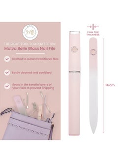 Malva Belle Malva Belle Best Crystal Glass Nail File for Women - Nail File & Travel Case - Nail File Set - Heavy Duty Nail File for Natural Nails, Gel - Professional Nail Shaper - Nail Essentials - Pink 2mm  - Image 2