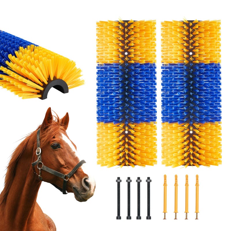 VEVOR Livestock Scratching Brush, 2 Pcs Horse Brush with 4 Screws, 20 x 7.5 in Cow Scratcher, for Back Itch Relief & Keep Cleaning, Grooming & Scratching Post for Horse, Pig, Cattle Supplies - Image 1