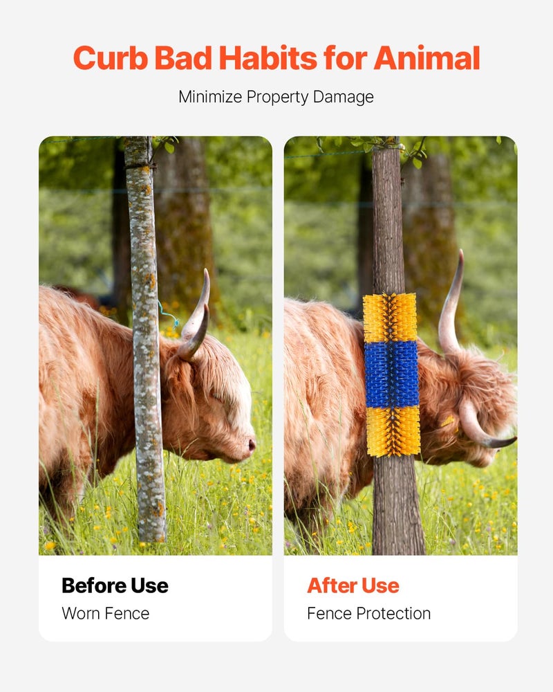 VEVOR Livestock Scratching Brush, 2 Pcs Horse Brush with 4 Screws, 20 x 7.5 in Cow Scratcher, for Back Itch Relief & Keep Cleaning, Grooming & Scratching Post for Horse, Pig, Cattle Supplies - Image 4