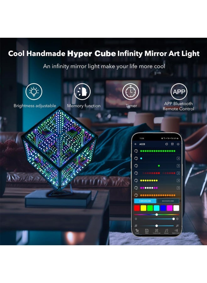 Infinity Hyper Cube LED Light LED Controller with Stand, Controller & Sound & App Reactive Table Lamp - Cool & Creative Multicolor Decorative Mirror Art Desk Night Light - Image 4