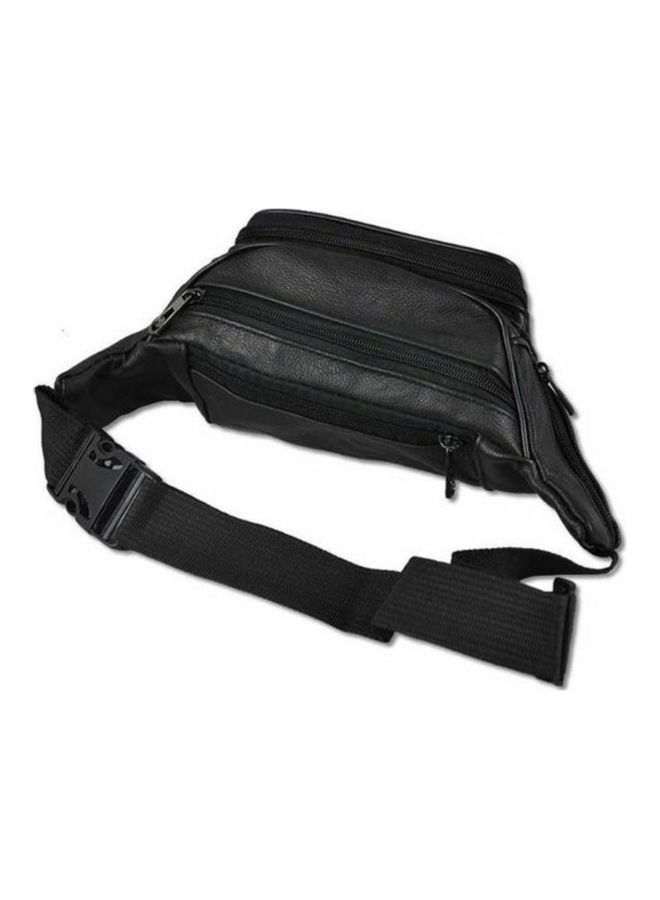 NIBEMINENT Men Natural Leather Waist Belt Bag Black  - Image 2