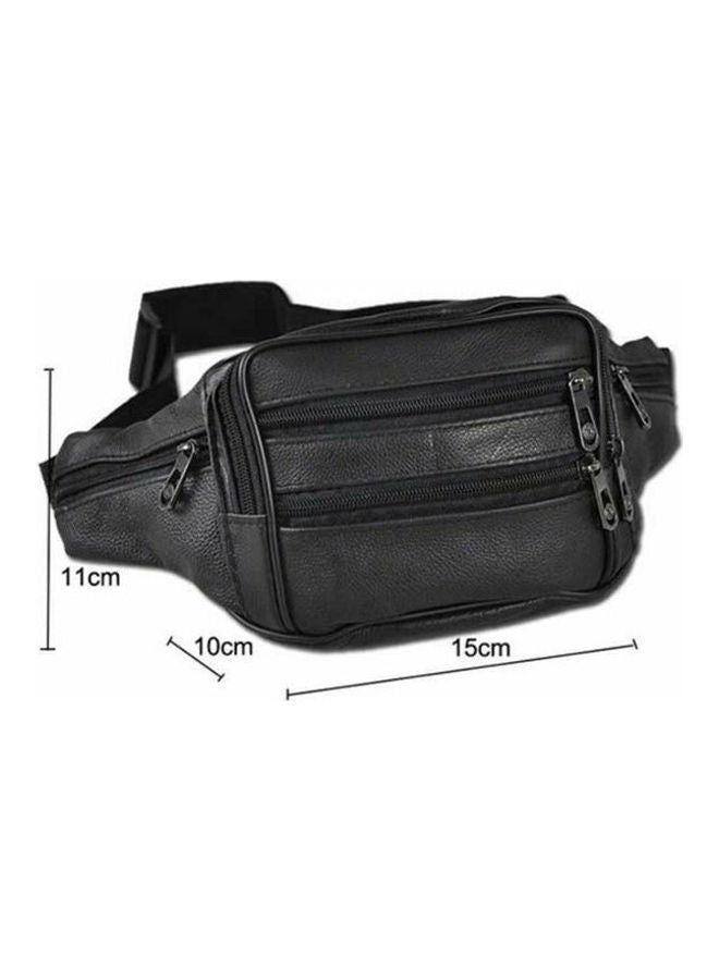 NIBEMINENT Men Natural Leather Waist Belt Bag Black  - Image 1
