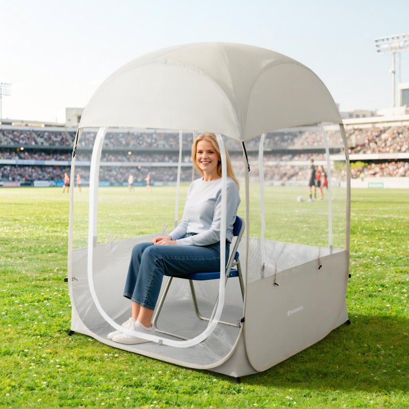 Raynesys Sports Tent for 1 Person, Portable & Foldable Pop Up Tents Shelter with Carry Bag, Instant Weather Proof Clear View Bubble Tent for Watching Sports Events, Fishing, Camping, Beige - Image 1