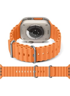 SHOPI Newest Silicone Ocean Watch Band For Apple Watch Series 8 7 6 5 4 3 2 1 SE Compatible With Apple Watch Band 42mm 44mm 45mm 49mm Replacement Women Mens, Sport slides Strap for iWatch Ultra 