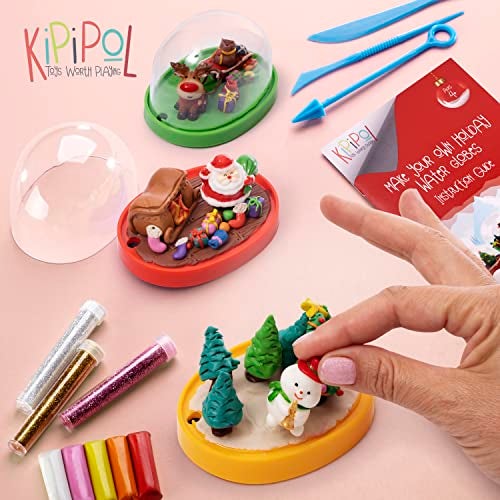 Kipipol Make Your Own Holiday Water Globe Kit – 3X DIY Snow Globe Making Kit w/ 3 Figures, 10 Packs of Modeling Clay for Sculpting, Crafts for Girls Ages 4-6, Arts and Crafts for Kids Ages 4-6-8-12 - Image 5