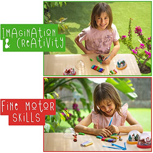 Kipipol Make Your Own Holiday Water Globe Kit – 3X DIY Snow Globe Making Kit w/ 3 Figures, 10 Packs of Modeling Clay for Sculpting, Crafts for Girls Ages 4-6, Arts and Crafts for Kids Ages 4-6-8-12 - Image 4