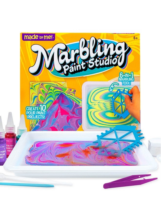 Made By Me Marbling Studio, 25-Piece Marbling Kit for Kids - Make 10 Pour Paint Art Projects - Dip & Paint Marbling Arts & Crafts for Ages 6-9 - Fun Gift - Image 1