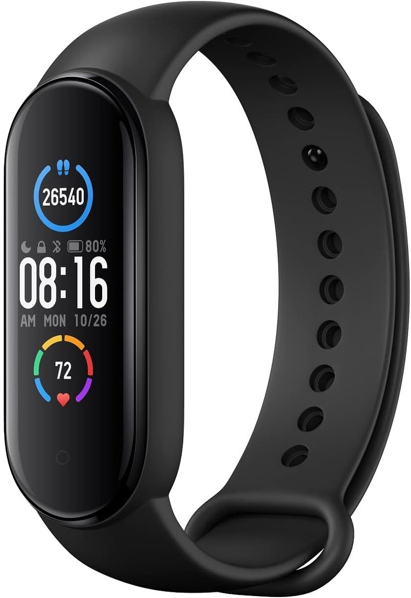Xiaomi Band 5 Smart Fitness Bracelet Heart Rate Monitor,Sports Waterproof Wristband,2020 Latest Bluetooth 5.0 Color AMOLED Screen, Black,Mi band 5,black, 1.1" (Renewed) - Image 1