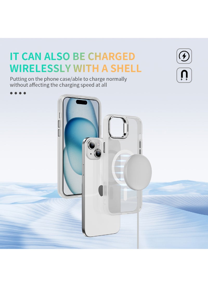 For iPhone 15 Case Compatible with MagSafe Shock Proof -Grade Protective Case Built-in Stash Stand Phone Case Scratch-Resistant Back Cover Classic Series