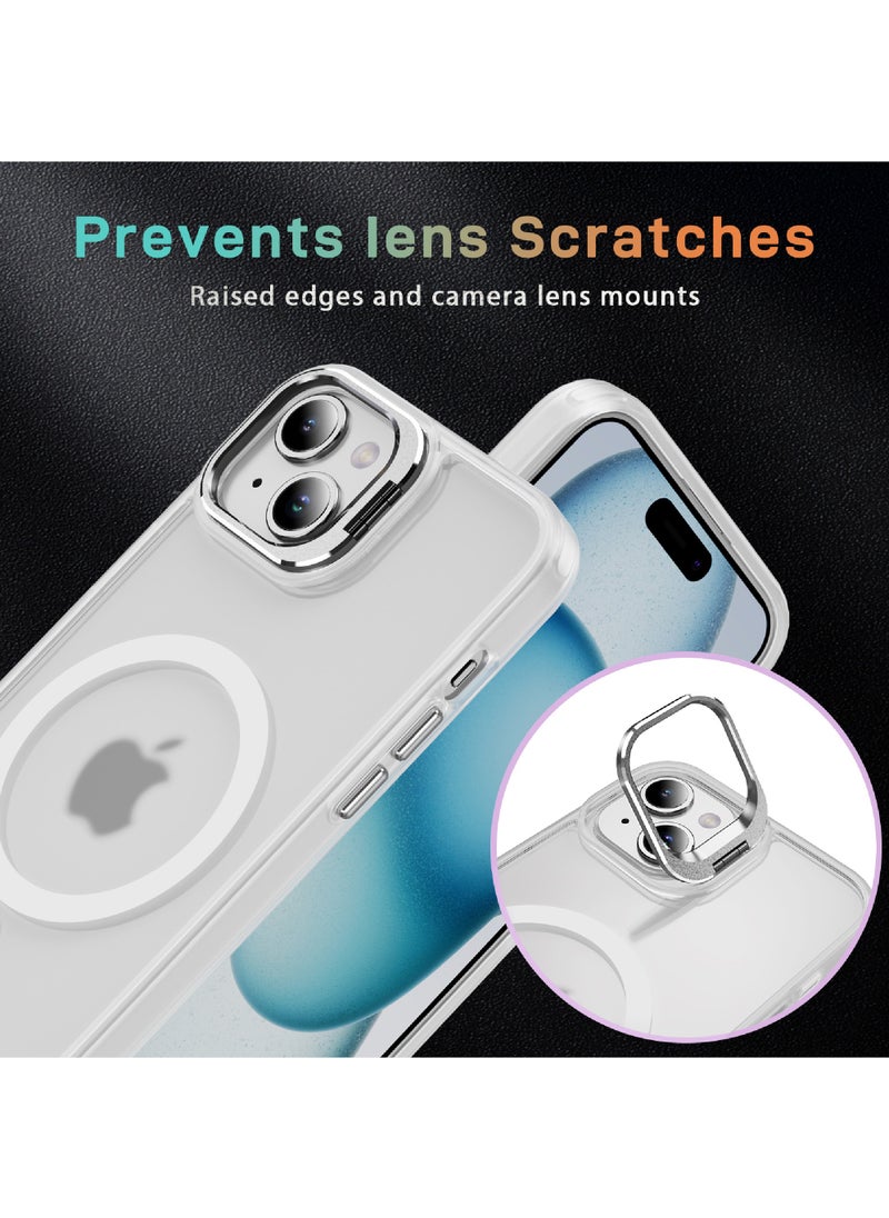 For iPhone 15 Case Compatible with MagSafe Shock Proof -Grade Protective Case Built-in Stash Stand Phone Case Scratch-Resistant Back Cover Classic Series