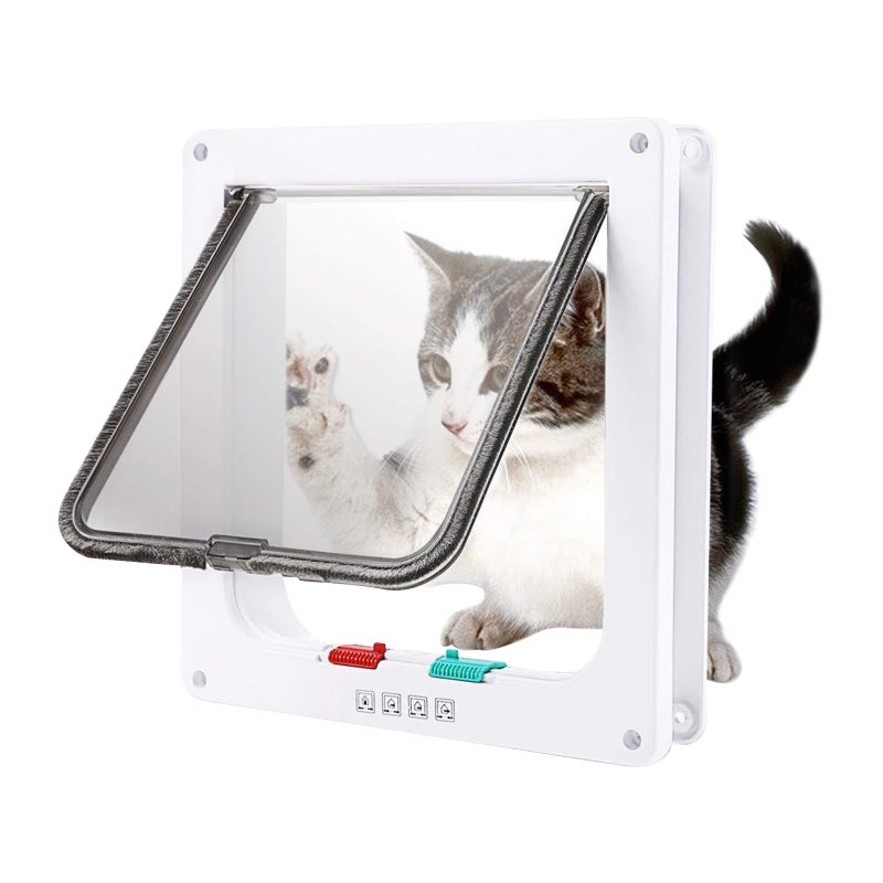Cat Door 4 Way Locking Cat Door for Interior & Exterior Doors Interior Cat Flap for Pets Doors for Cat Easy Installation - Image 1