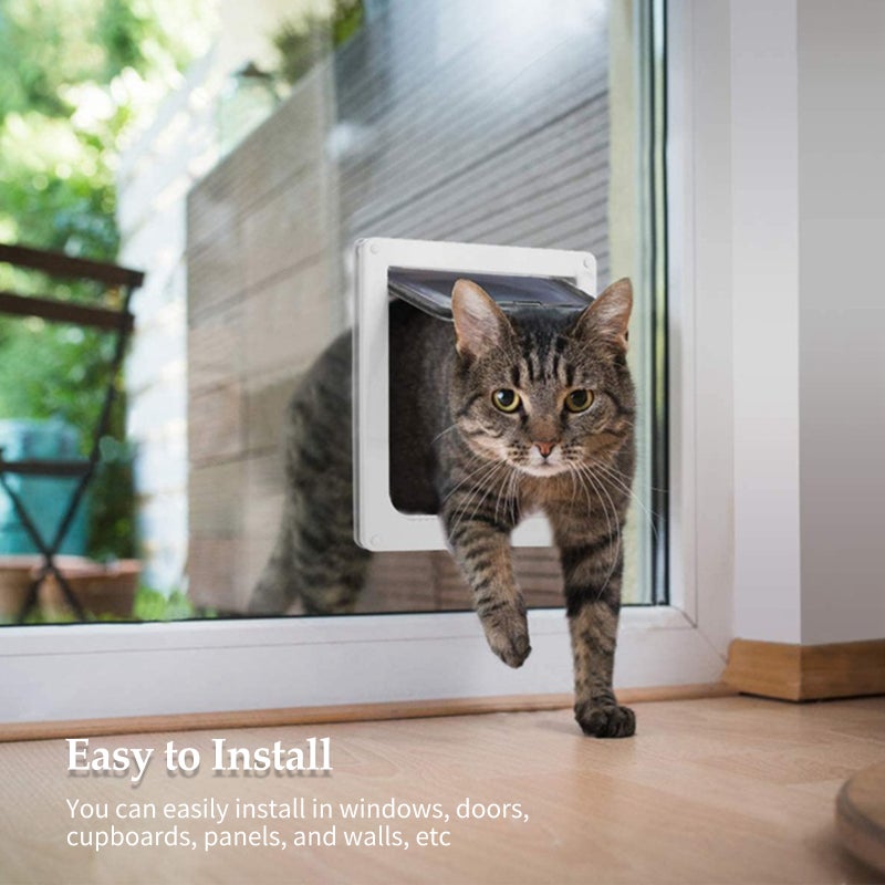 Cat Door 4 Way Locking Cat Door for Interior & Exterior Doors Interior Cat Flap for Pets Doors for Cat Easy Installation - Image 2