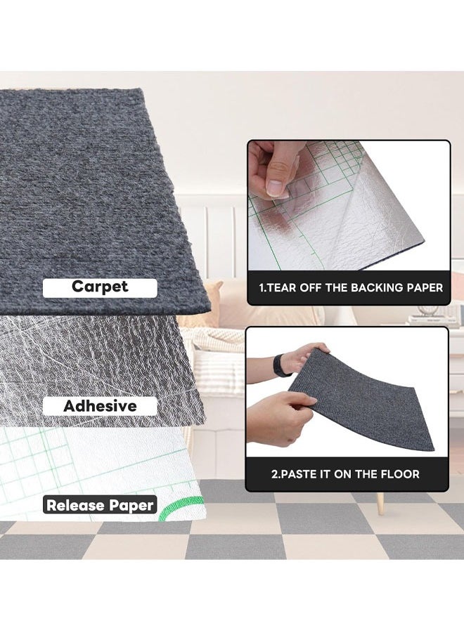 Optico Self Adhesive Carpet 12" x 12" Peel and Stick Soft Padded Carpet Tiles  Pile Height Square Carpet Floor Tile for Commercial Home Flooring Indoor Outdoor Carpet Tiles Peel and Stick, Squares Carpet Floor Tile  - Image 3