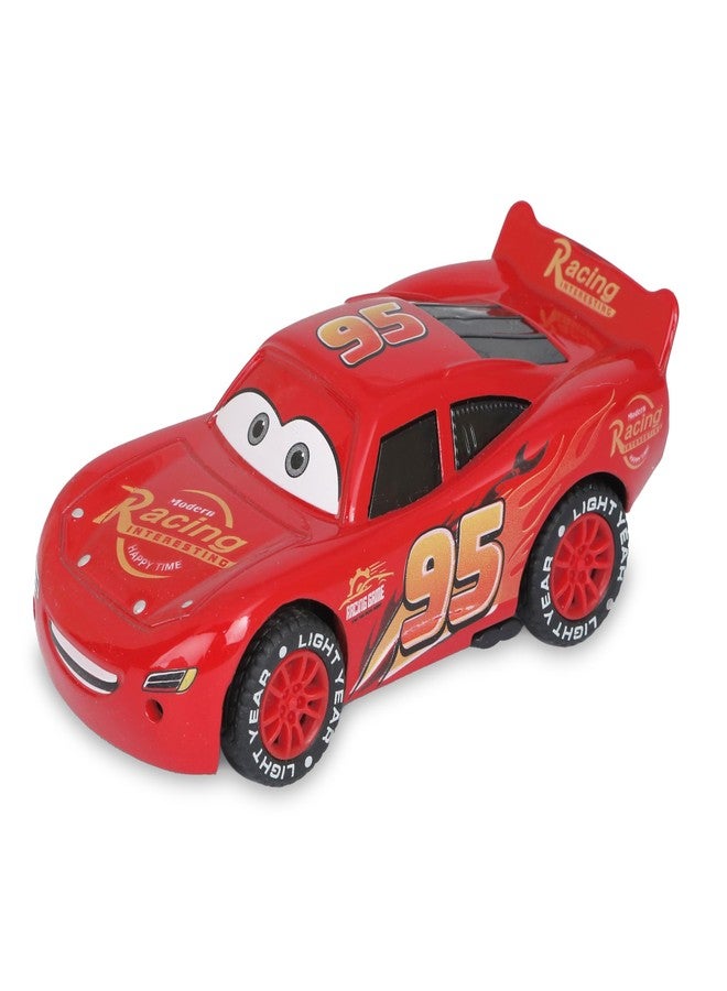 SMALL CLAP® Cars McQueen Modern Racing Diecast Model Pull Back| Lights & Music 4.75 Inches Car for 3+Age (Red) - Image 1