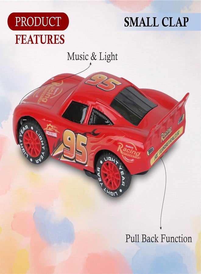 SMALL CLAP® Cars McQueen Modern Racing Diecast Model Pull Back| Lights & Music 4.75 Inches Car for 3+Age (Red) - Image 2