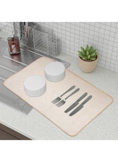 Kuber Industries Kuber Industries Dish Dry Mat | Microfiber Drying Mat | Kitchen Drying Mat | Self Dish Dry Mat | Water Absorbent Kitchen Mat | Embossed Dish Dry Mat | 38x50 | Cream  - Image 1