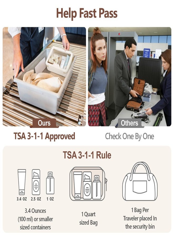 PACKISM Medium Clear Makeup Bag - PU Leather Clear Travel Bags for Toiletries Car Bag for Essentials, with Message Card Cosmetic Bags Makeup Case for Women Gift (Cream Medium) - Image 5