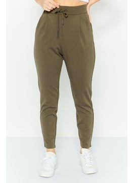 VERO MODA Women Plain Pull On Leggings, Khaki  - Image 1