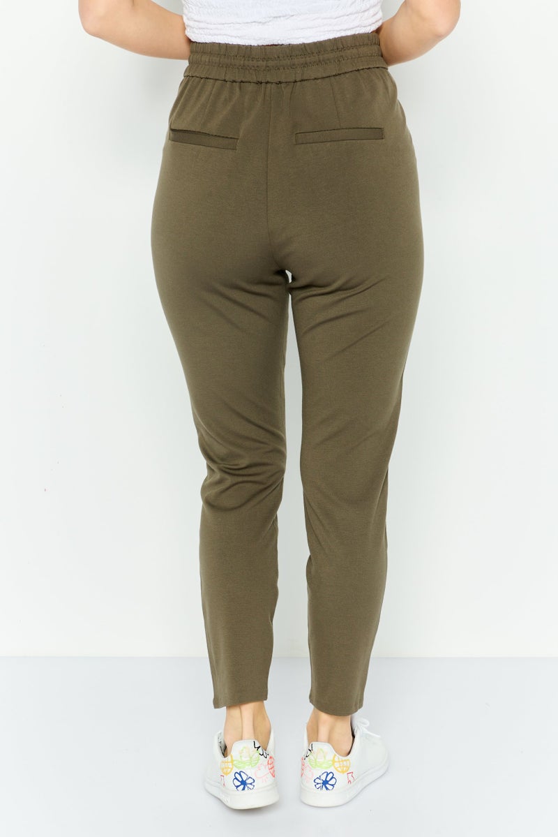 VERO MODA Women Plain Pull On Leggings, Khaki - Image 4
