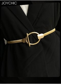 Joychic Elastic Waist Chain for Women Dress Waist-tightening Metal Daily Decorative Versatile Belt Gold  - Image 1