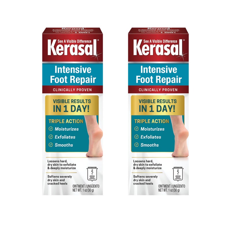 Kerasal Intensive Foot Repair Skin Healing Ointment for Cracked Heels and Dry Feet 1 oz , 2 Count, (Pack of 2) - Image 1